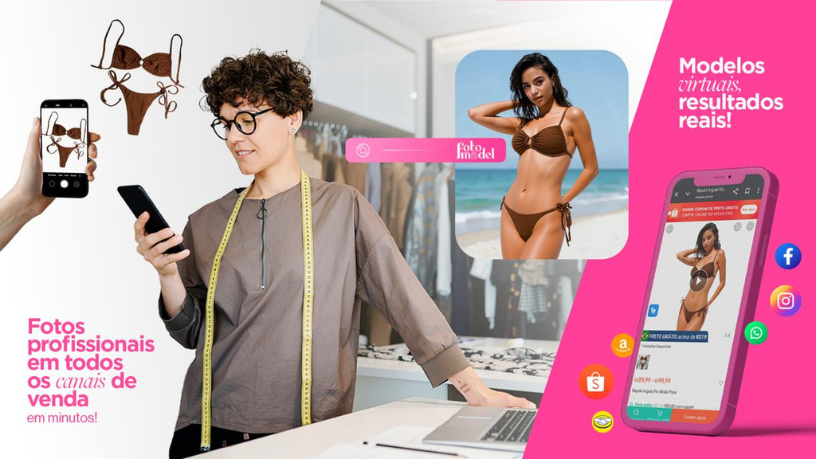 Ensaios de praia? O FotoModel cria tudo virtualmente, com realismo e praticidade.